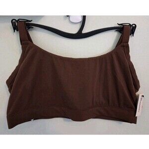 No Boundaries Women's XL Stretch Scoop Bralette BROWN Bra Mesh Lining NEW
